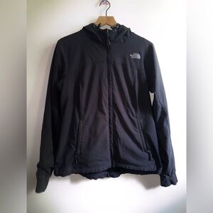 The North Face Zip Up Velour Lined Hood Jacket Women Size Large Black Polyester